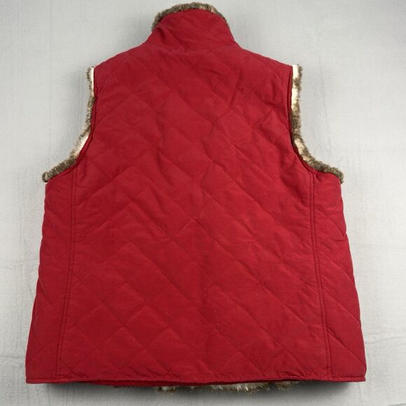 Reversible Womens Vest Lg Red Quilted & Faux Fur Full Zip by Charter Club - Picture 2 of 16